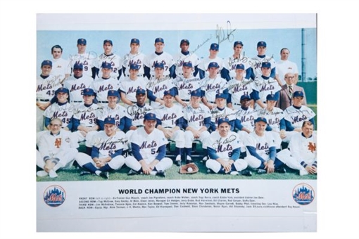 1969 New York Mets Team Signed 10x14 Photo (24 Signatures) Ryan, Seaver and McGraw